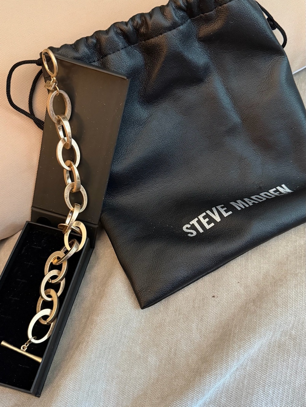 Steve Madden Polished Gold Link Toggle Bracelet